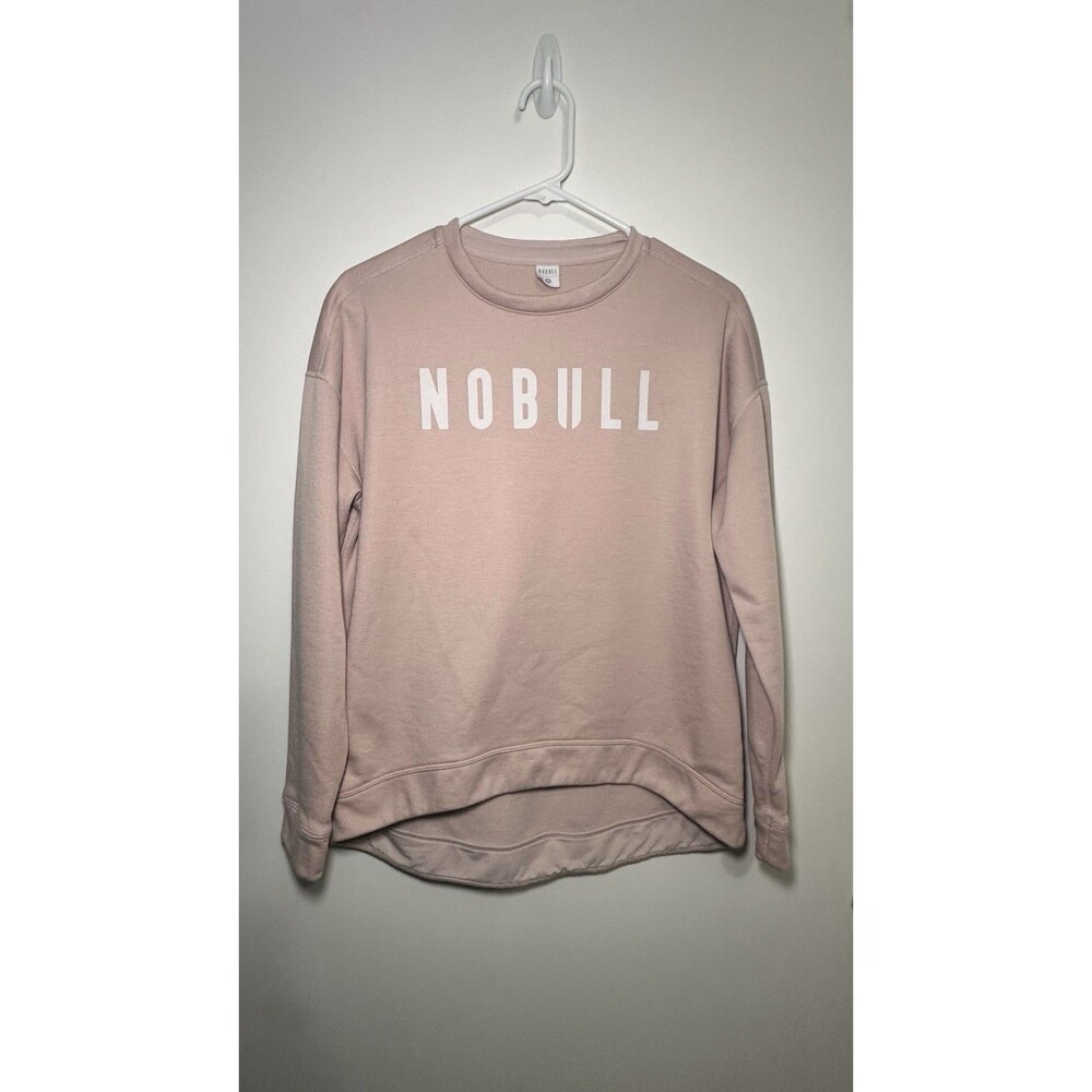 Nobull Women Crew Sweatshirt Pullover Sz S Blush Pink Logo Hi Low Athletic